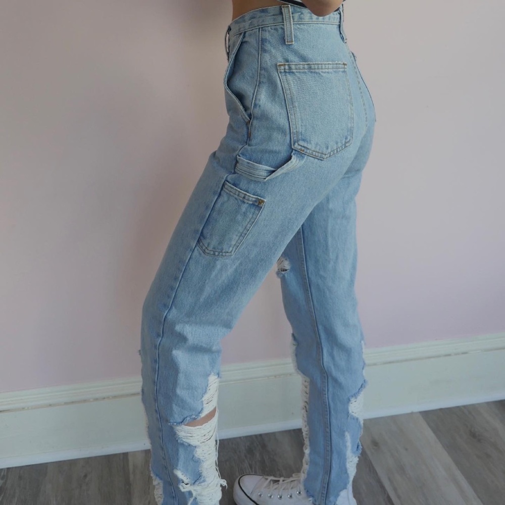 LF Light Wash Ripped Painter Jeans